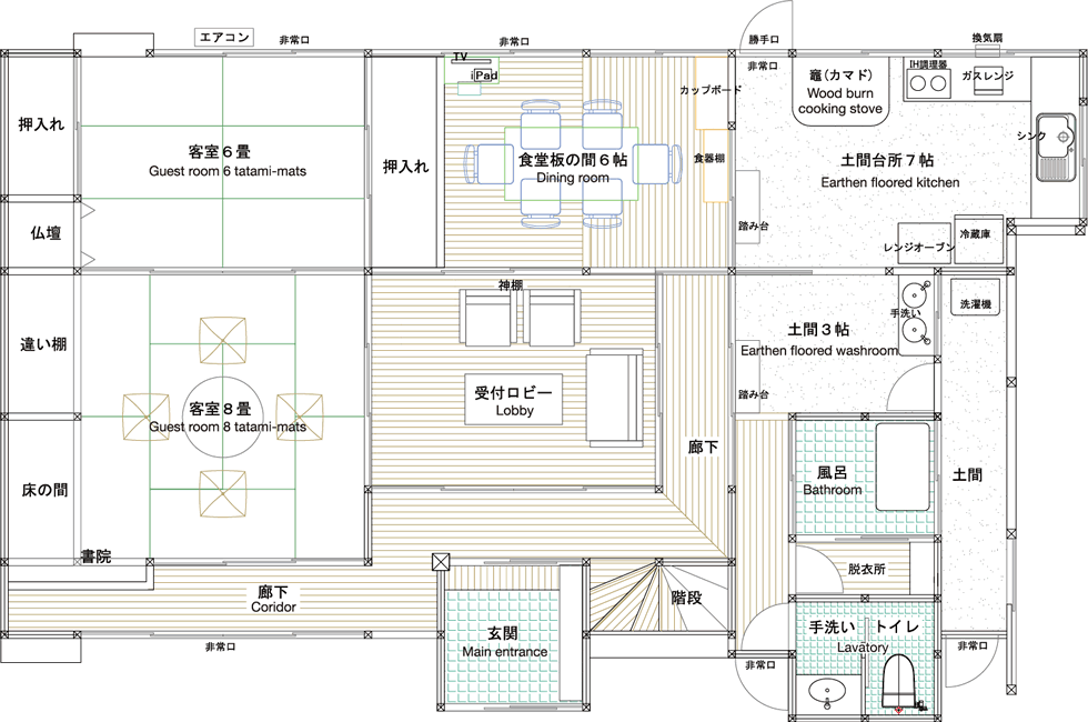 お部屋 設備 施設案内 三木浦ゲストハウス